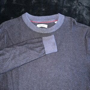 JACK & JONES JW Harchi Mens M Crew Neck Knit Sweater Striped Blue Gray Workwear‎